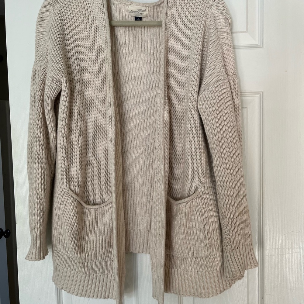 Universal Thread Women's Cream oversized Open-Front Sweater
